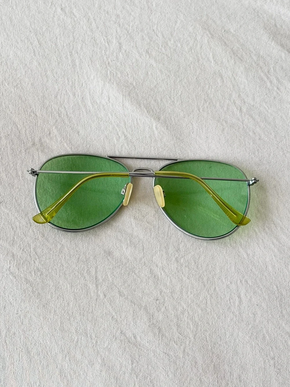 H&M Silver Aviator Sunglasses with Green Lenses